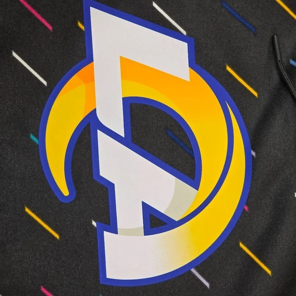 Nike LA Rams Mens L Crucial Catch Cancer Hoodie Colorful Gray NFL OnField DriFit